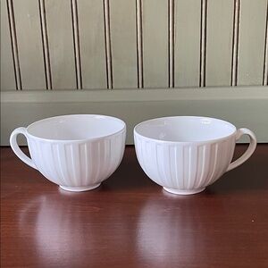 Flat Fluted Bone China Cups Night and Day White by Wedgwood Discontinued Pattern